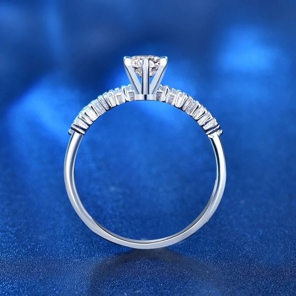 Certified 1/2ct. t.w. Diamond Engagement Ring 18k White Gold over Italy Silver - Picture 3 of 16